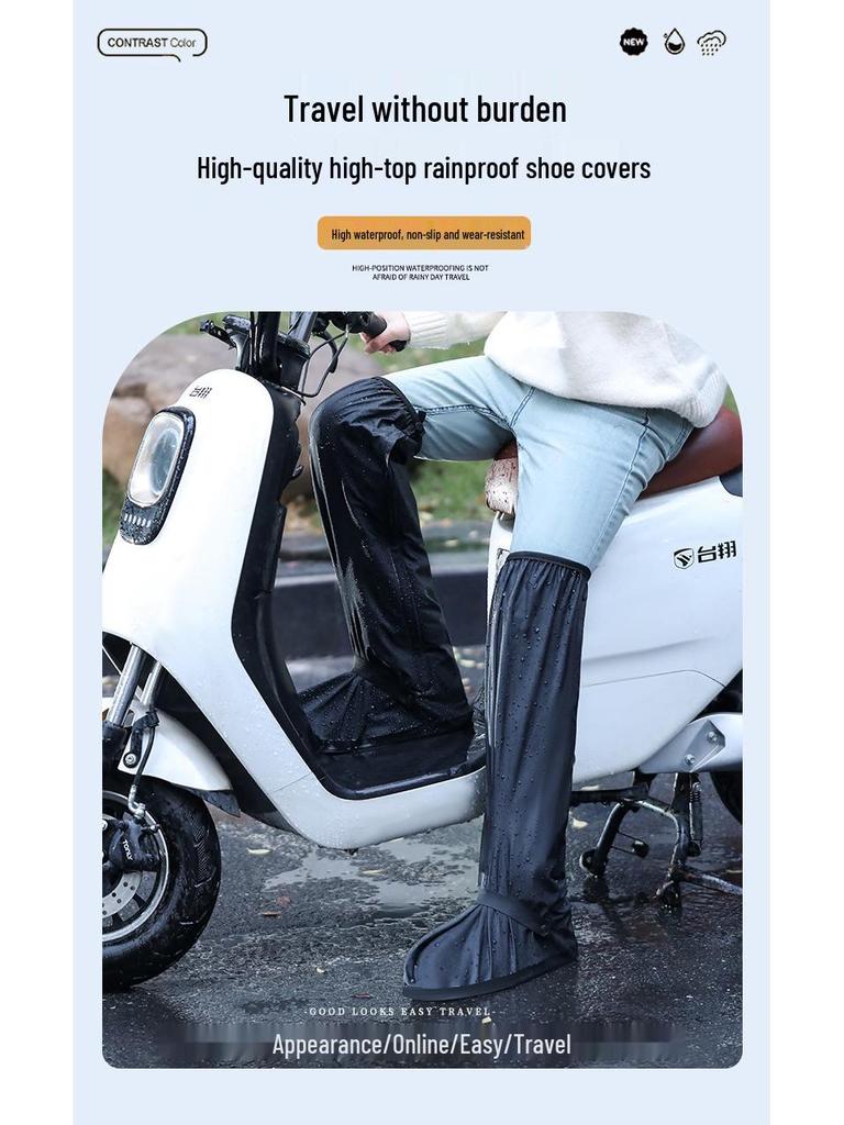 Waterproof Over-the-Knee Cycling Overshoes: Durable, Thick, Anti-Storm Rain Boots