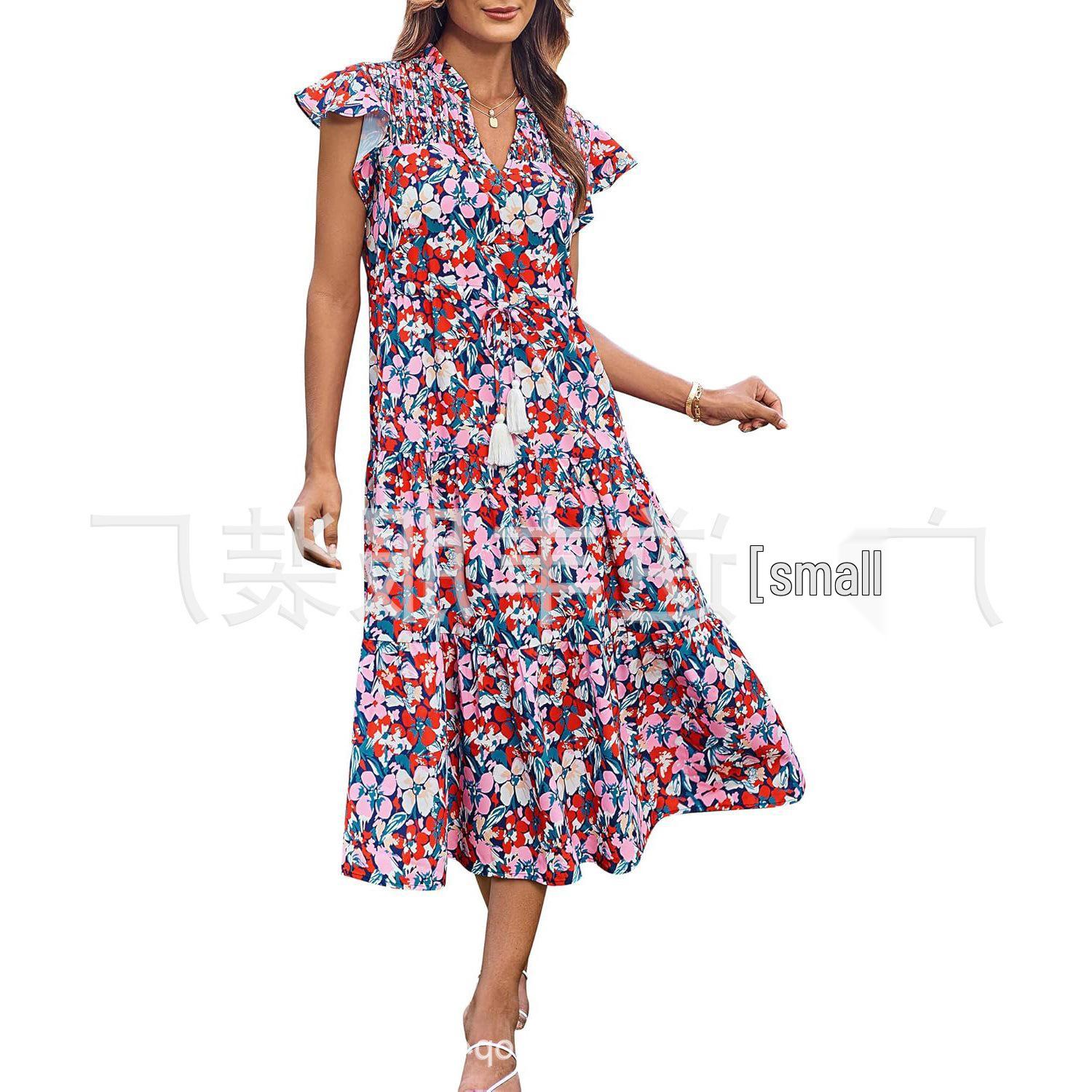 Bohemian Beach Tassel Short Sleeve Dress for Women - New Arrival Small