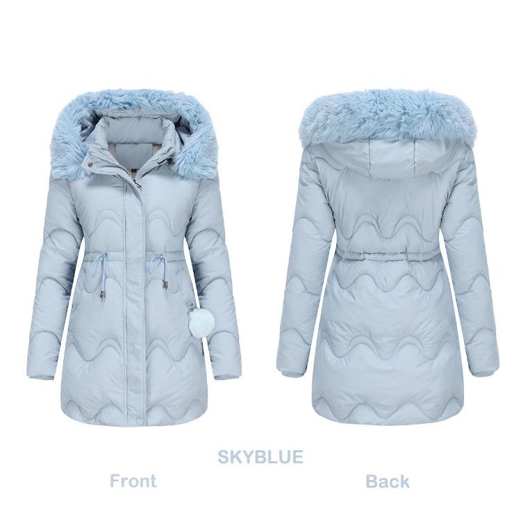 Women's Warm Parka Cotton Coat with Detachable Hood Autumn Winter Mid-length Coat