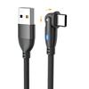 YFFSFDC USB ტიპის C კაბელი 3მ L-ის ფორმის 180 გრადუსიანი როტაცია სწრაფი დატენვა მაღალი სიჩქარე??მონაცემთა გადაცემის მიკრო USB კაბელი დამზადებულია გამაგრებული TPE USB C კაბელისგან