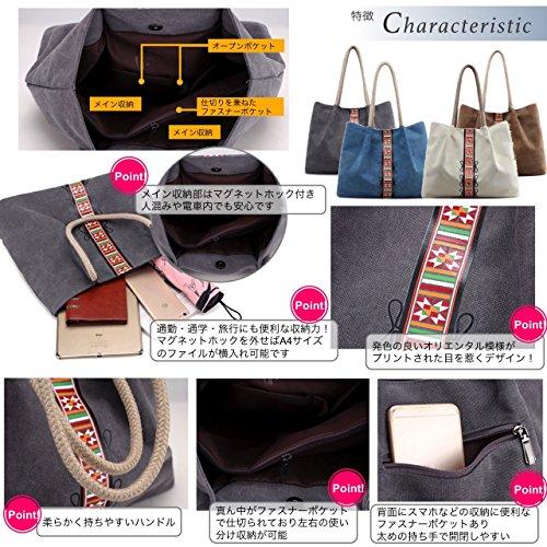 [Angel Moon] Canvas Tote Bag for Women, Oriental Design, A4 Size, Casual, Relaxed Fit, Suitable for Everyday Use, Office, Sub-Bag, Tablet, Zipper Clos
