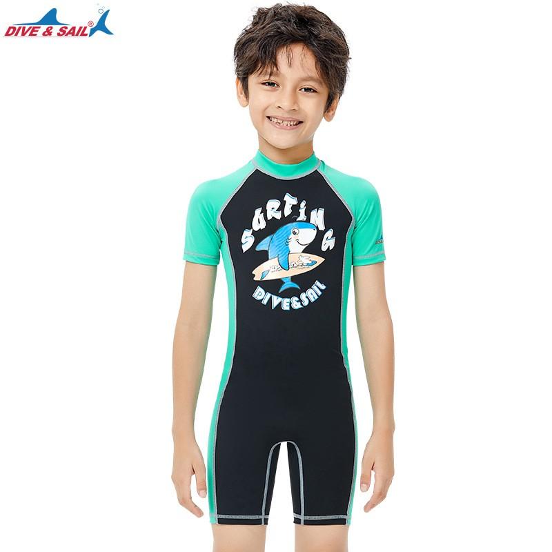 

Children s Swimsuits Small Medium-sized Children Short-sleeved One-piece Sunblock Diving Suit Beach Snorkeling Surfing Quick-drying Jellyfish Pants S чёрный