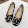 Fashion Women's Fashion Flat Shoes Spring New Square Head Shallow Mouth Metal Buckle Soft Sole Anti-slip Wear-resistant Single Shoes