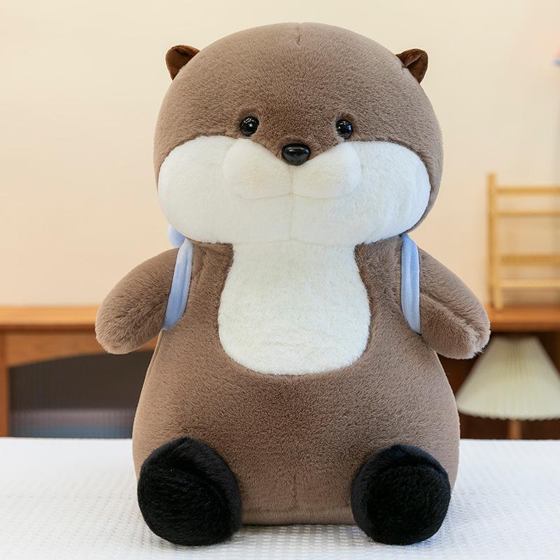 New Cute Otter Plush Doll Small Fish Backpack Plush Toy Doll Children's and Men's Birthday Gifts
