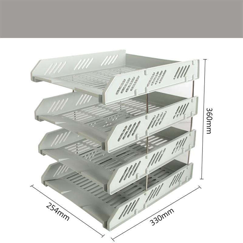 Four-layer File Rack Multi-layer Tray Storage Rack Holder Office Storage Plastic Storage Rack