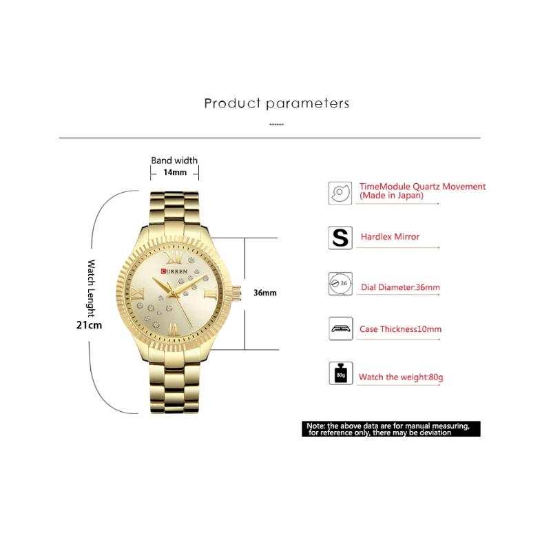 CURREN Nouvelle Montre Femme Tendance Marque Haut de Gamme Luxe Dame Fille Montre-bracelet Or Rose Bracelet Acier Inoxydable Montre Féminine Cadeau