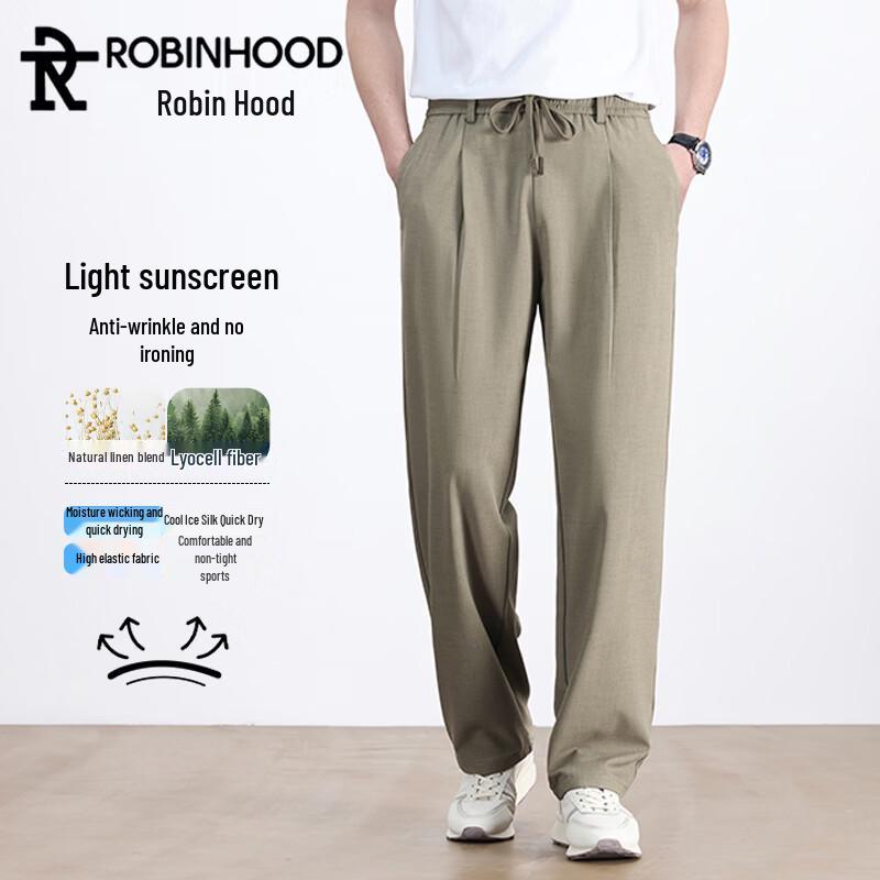 ROBINHOOD Men s Summer Lightweight Drawstring Straight-Leg Casual Pants XL