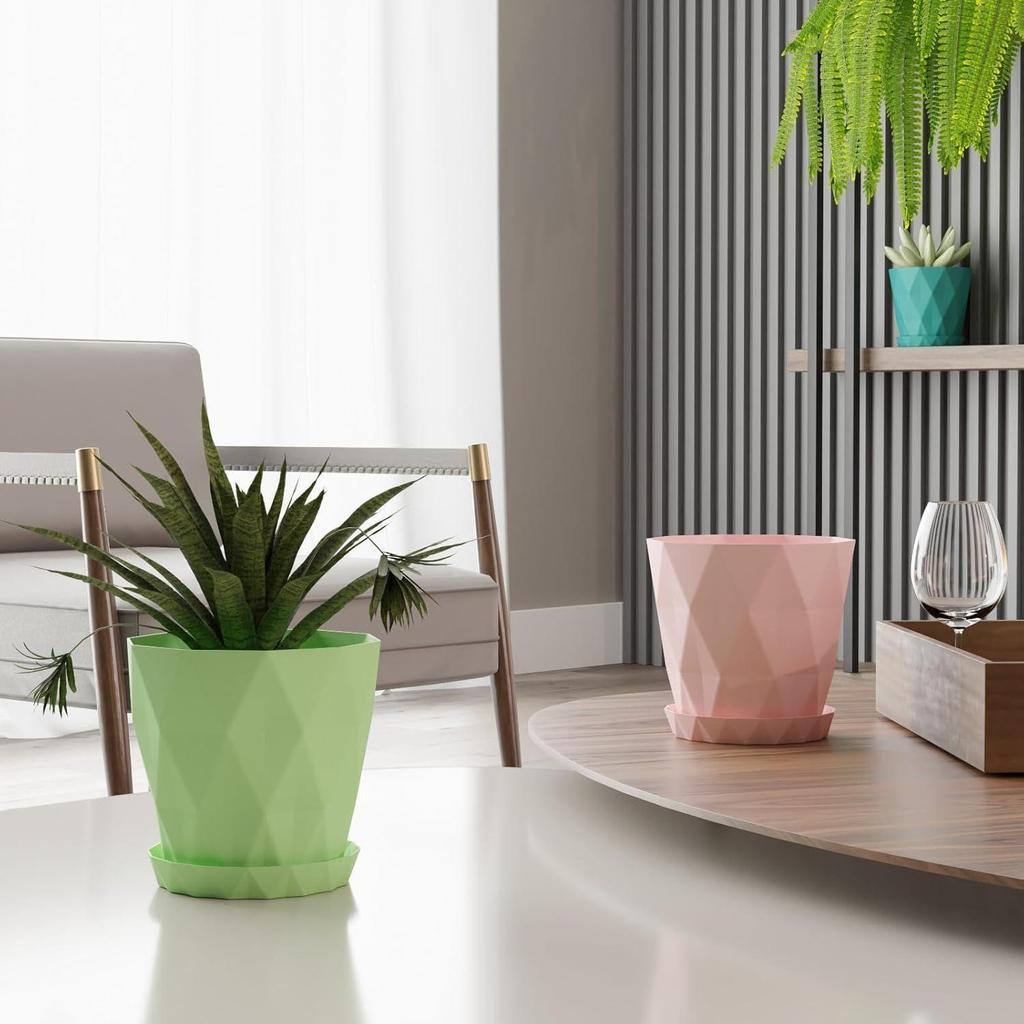 Plastic Round Flower Pots for Home Planters, Terrace, Garden Etc | Pack of 05 | Multicolor | Suitable for Home Indoor & Outdoor Gardening Plants