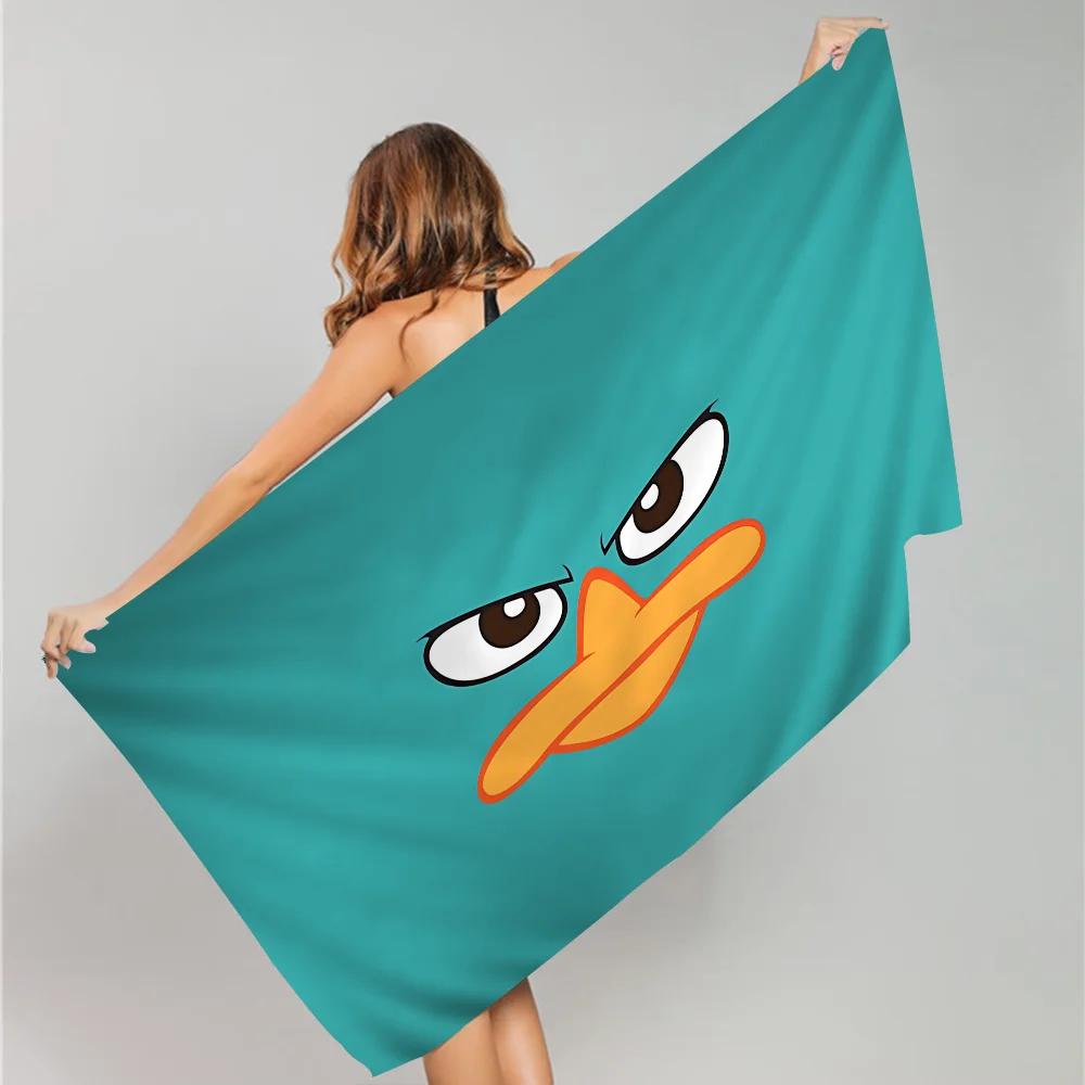 Asciugamano da Spiaggia Animazione Classica P-Phineas E F-Ferb Asciugamani da Bagno Colorati Per Bambina Microfibra Asciugatura Rapida Personalizzato Sabbia Yoga Spa Palestra