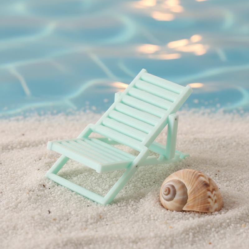 1/12 Dollhouse Miniature Foldable Beach Chair Deck Chair Model Dollhouse SImulation Furniture Decoration Accessory Pretend Play