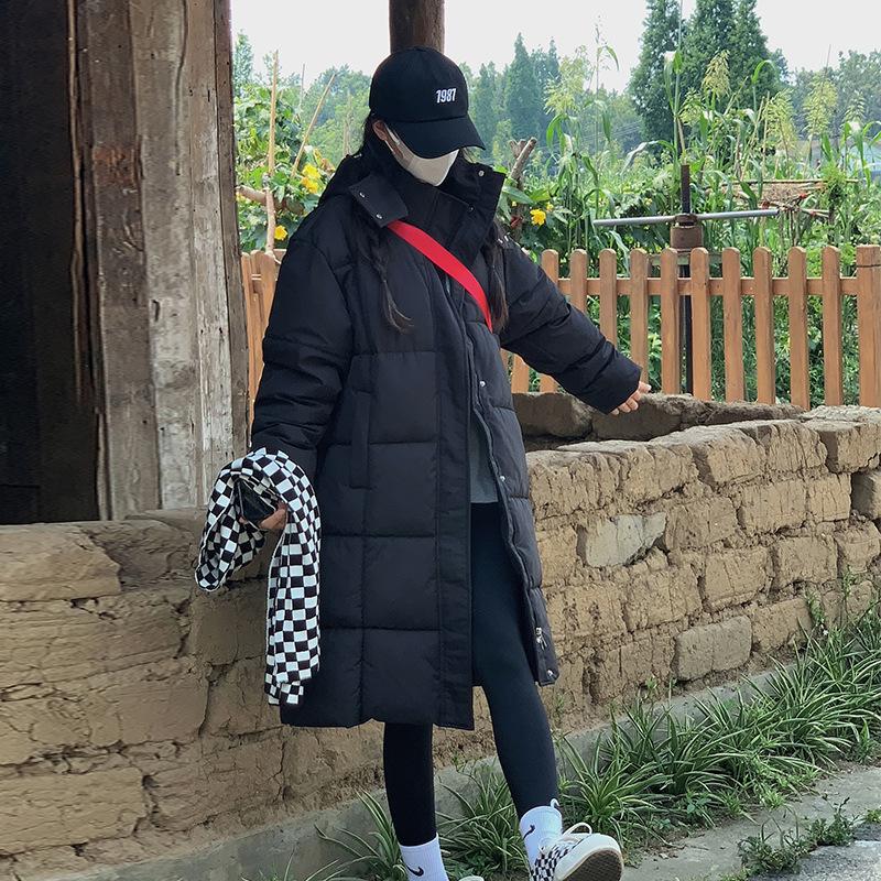 Down cotton jacket women's mid-length over the knee 2025 winter new thickened padded jacket Korean version student cotton jacket