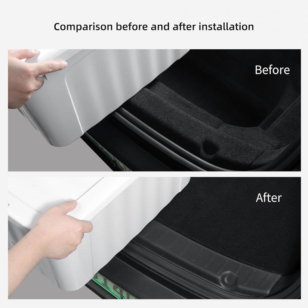 LUCKEASY Rear Bumper Guard for Tesla Model Y Juniper 2025 2026 Rear Trunk Bumper Guard Sill Cover Protector for Model Y Accessories TPE Black