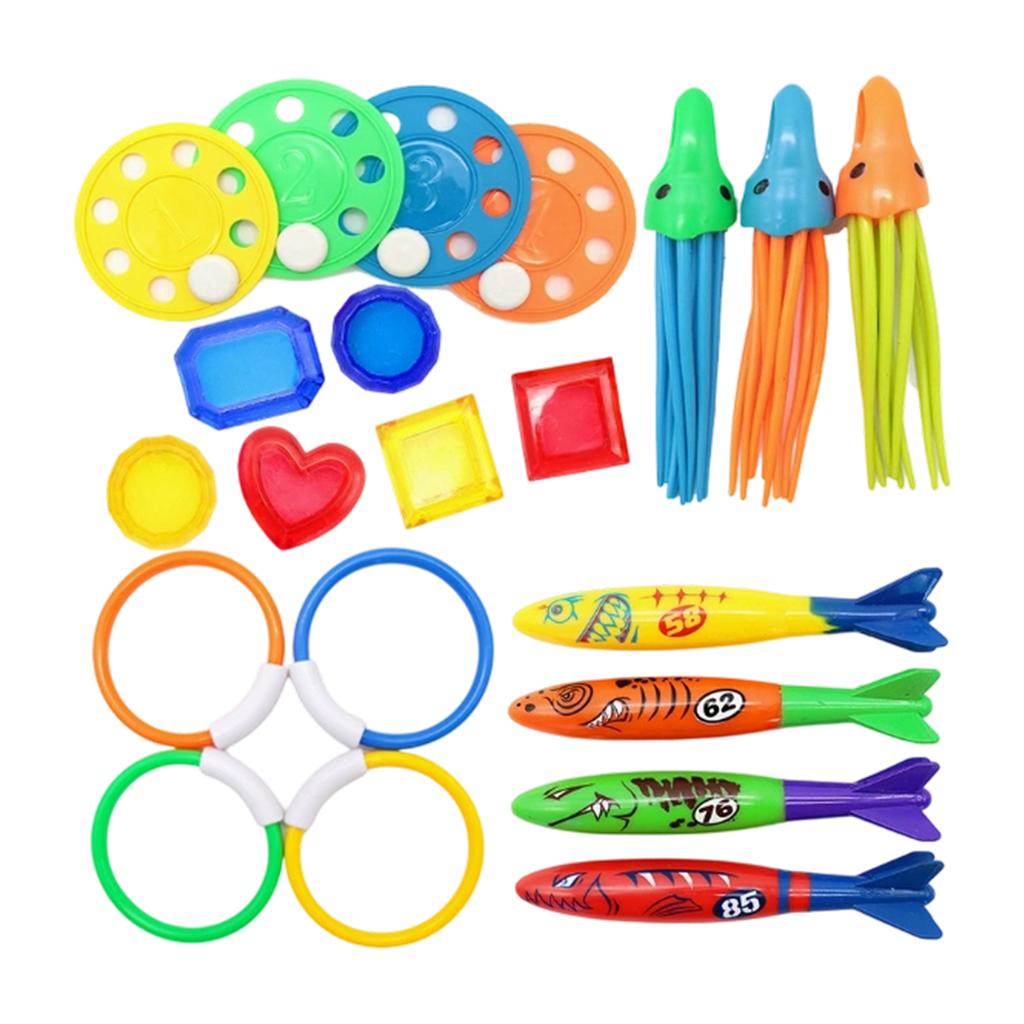 Kids' Diving Toys Set: Swimming Pool Dive Torpedoes, Water Rings, And Diamonds