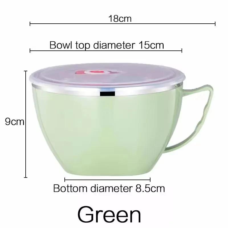 Hot Solid Color Simplicity Instant Bowl With Lid Handle Bento Insulated Fresh-keeping Bowl 304 Multi-purpose Sealed Noodle Bowl