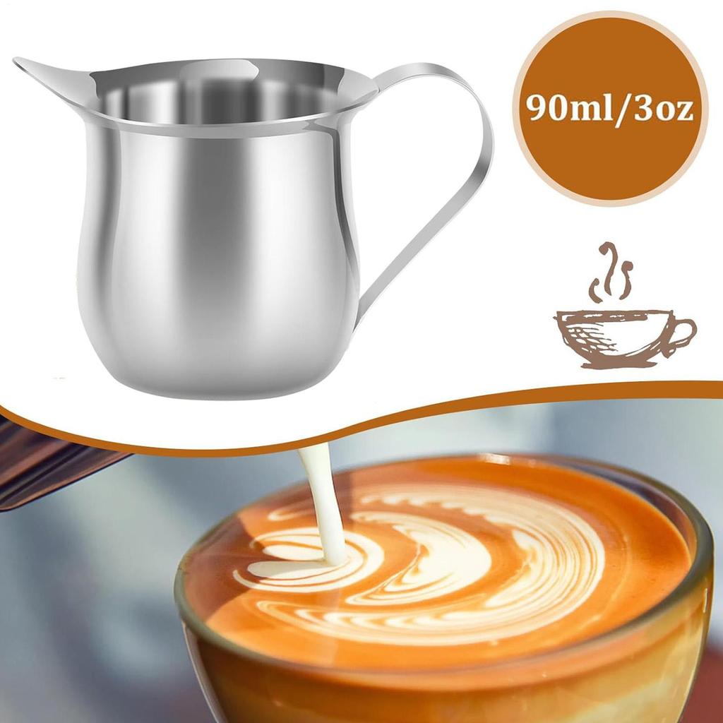 Stainless Steel Small Bell-Shaped Milk Frothing Pitcher Small Creamer Pitcher Multifunctional Household Creamer Holder for Milk