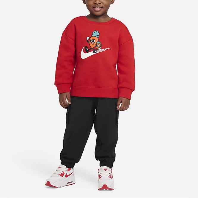 Nike Soft And Comfortable Micro Logo Illustration Crewneck Sweatshirt Kids sweatshirt Red FJ9729-657
