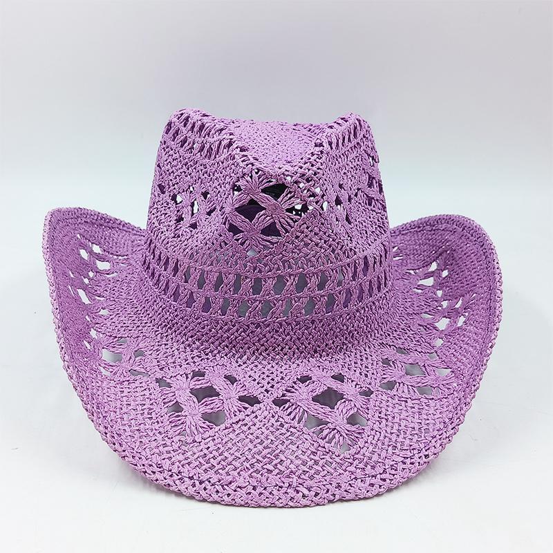 

Western Cowboy Straw hat women Large Brim stiff straw hat cowboy solid Outdoor summer Sunshade Jazz Hat sombrero vaquero hombre 56-58