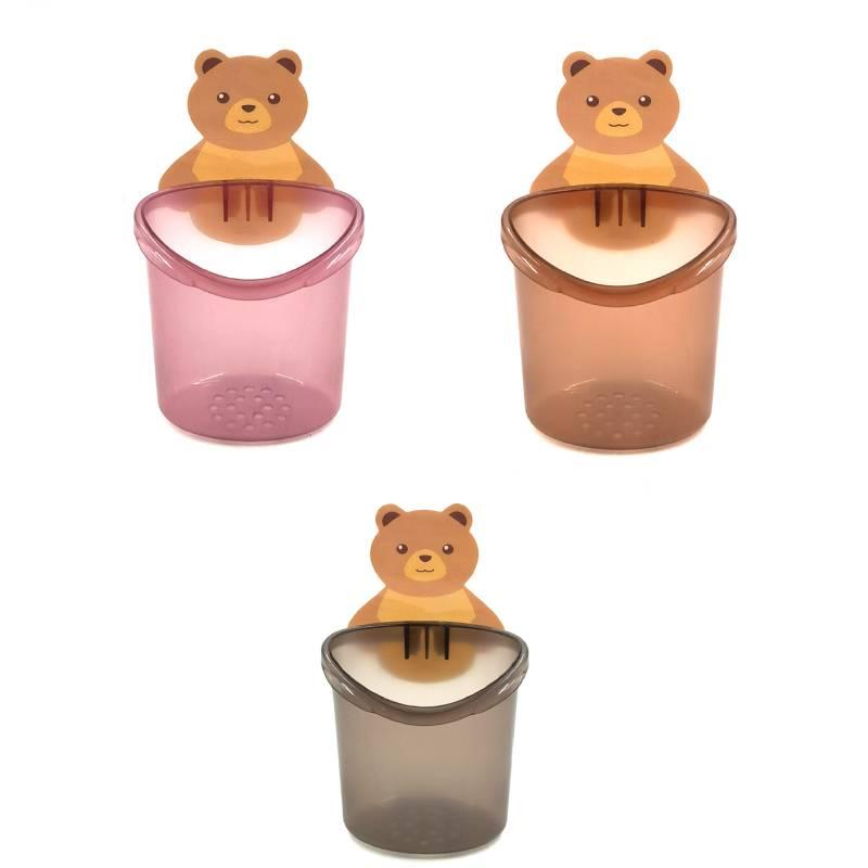 Little Bear Storage Cup Bathroom Toothbrush Cup Toothpaste Holder Wall-Mounted Draining Super Sturdy Wallpaper Bear Cup
