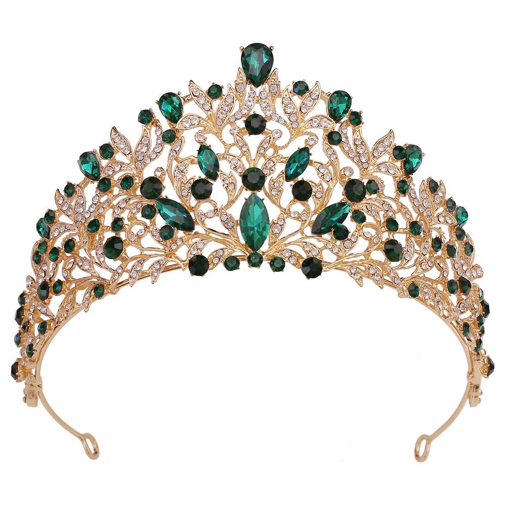 Beauty Pageant Baroque Bridal Crown Red Crystal Alloy Electroplated Wedding Headband Hair Accessories