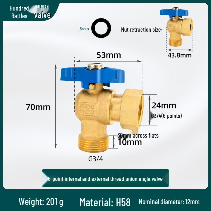 All-Copper Valve Manifold: Three-Way Union, Male/Female Thread Ball Valve for Underfloor Heating and Wall-Hung Boilers