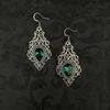 Gothic Victoria Sliver Celtic Filigree Scroll Imitation Gemstone Pendant Dangle Earrings for Women Bride Wedding Jewelry