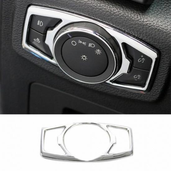 Fit For Ford F150 F-150 2015- A ABS Headlight Button Frame Chrome Cover Trim