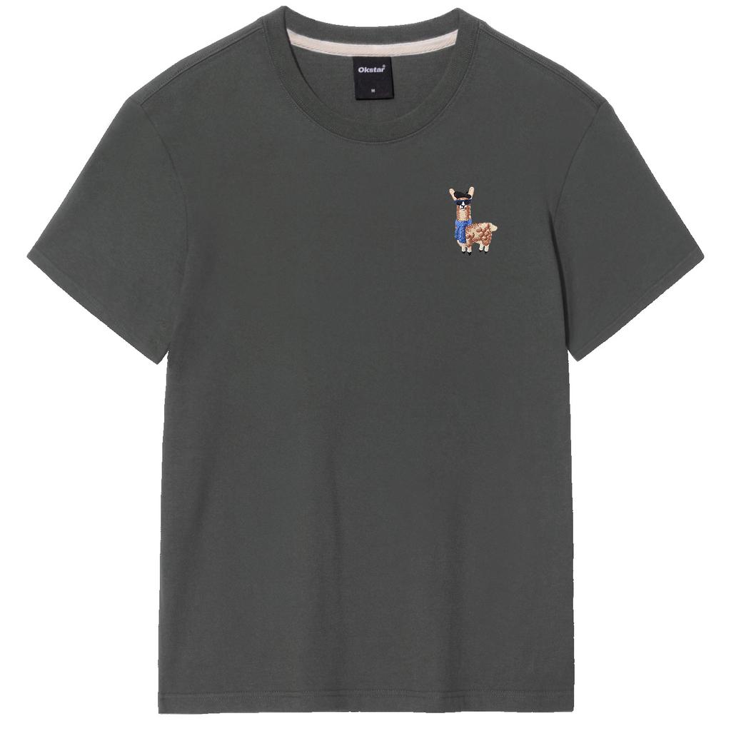 OKSTAR Alpaca Embroidered Short Sleeve T-Shirt (Type A)