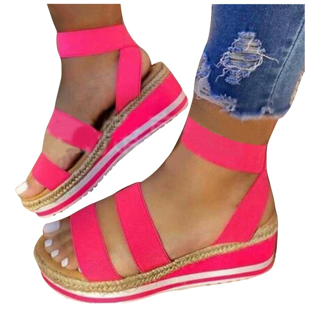 Sommer Dame Party Sandaler Plattformhæler Kryssrem Peep Toe Strand Damesko