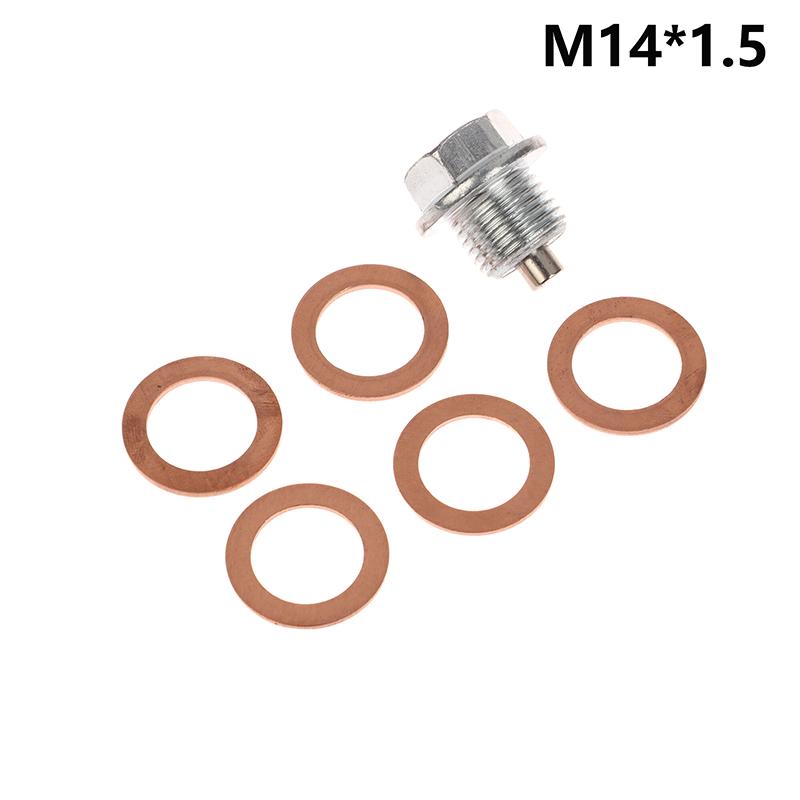 

1 шт. Автомобильная модификация магнитные всасывающие сливные пробки винты с 5 прокладками неодимовый магнит нержавеющая сталь болт сверхпрочная масляная пробка A1