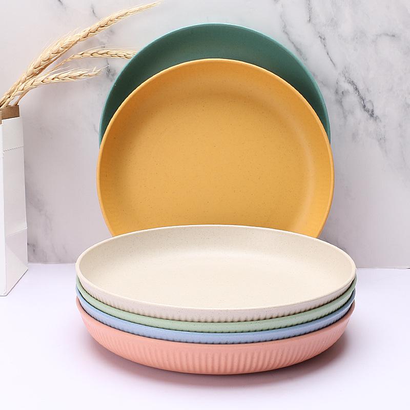 Eco-Friendly Wheat Straw Dinnerware Set: Versatile Plate for Pasta, Salad, Snacks, and Storage In Gift Box