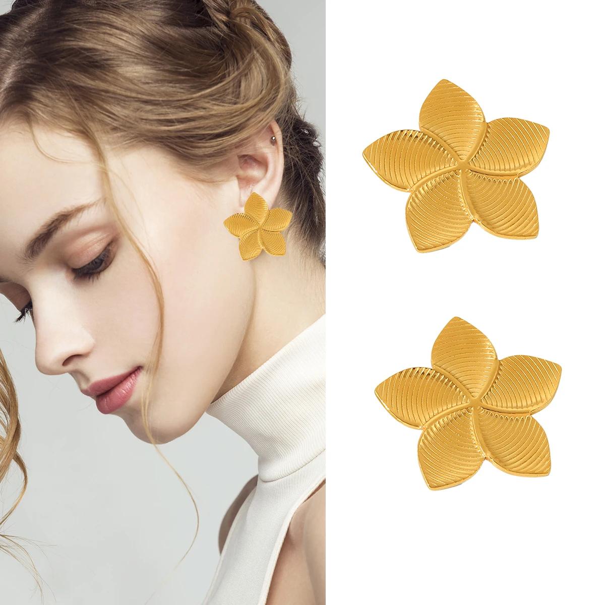 Women s Fashion Earrings Flower Shape 18K Gold Plated Vintage Style Party Accessories for Women Gifts