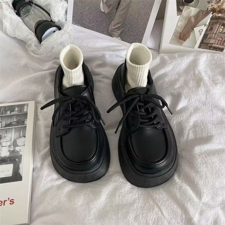 Platform Mary Jane small leather shoes women's British style 2025 spring new Japanese round head thick heel with skirt single shoes