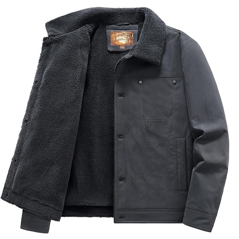 Ny Höst- och Vinter Herr Casual Kappa med Lös Krage, Stor Storlek Herr Mode Fleecekappa