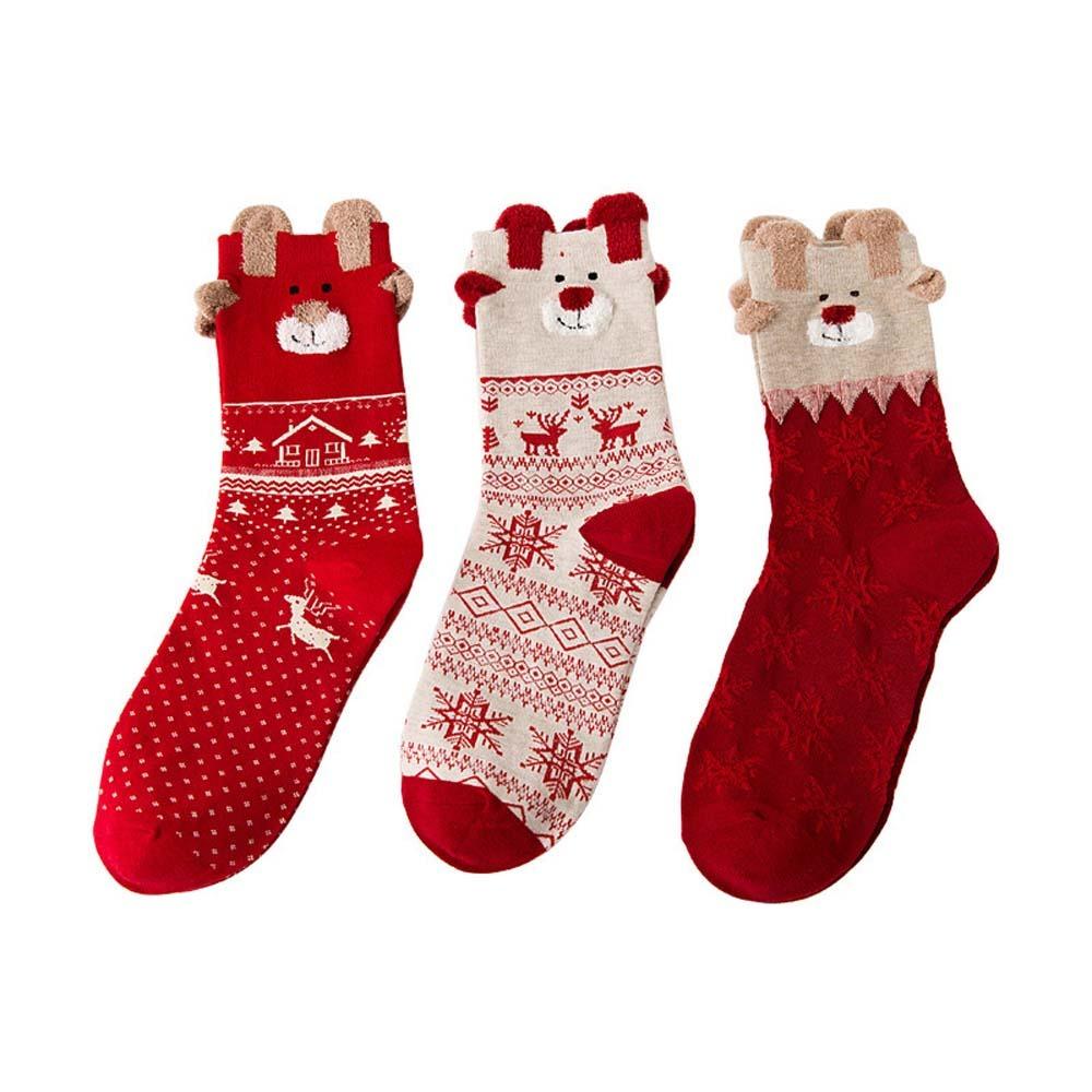 Cartoon Hosiery Christmas Elk Ankle Socks Sweat Absorbent Cartoon Short Socks Red Women Socks Gift