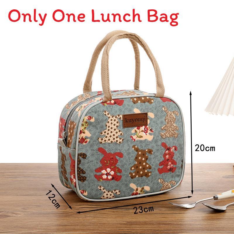 Canvas Lunch Bag Handheld Tote For Office Workers And Students With Zipper Closure