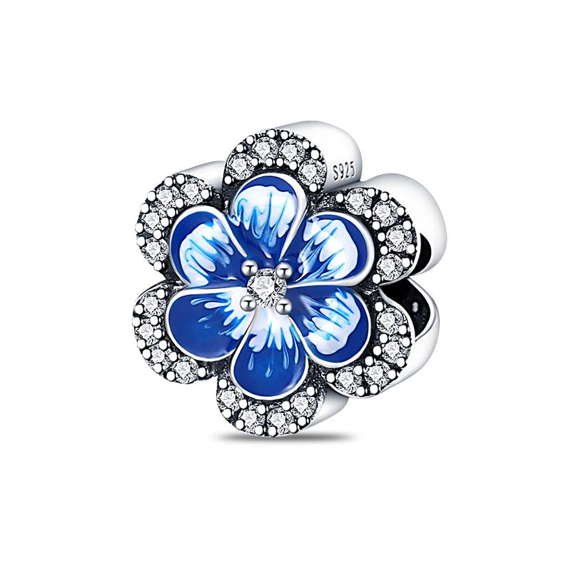 Copper Craft Plum Blossoms Azaleas Sunflowers Cherry Blossoms Sparkling Zircon Beads Charms Birthday Diy Exquisite Jewelry