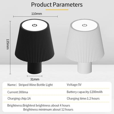 Lâmpada de Mesa LED Recarregável Listrada Garrafa de Vinho Interruptor de Toque Luzes de Mesa Para Sala de Estar Quarto Jantar Bar Decoração Iluminação