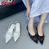 Fashion Female Butterfly-Knot Footwear Mesh Women Flats Sandals Shoes Pointed Toe Fashion Shallow Ladies Flats Sandals Shoes Big Size 43
