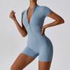 Women's Short Sleeve Zip-Up Yoga Dance Jumpsuit