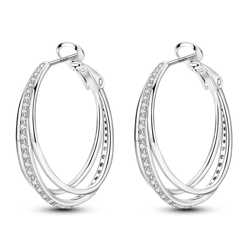 Original 925 Silver Earrings Sparkling Minimalist Heart Hoop Earrings For Women Female Party Fine Earring Jewelry Gifts