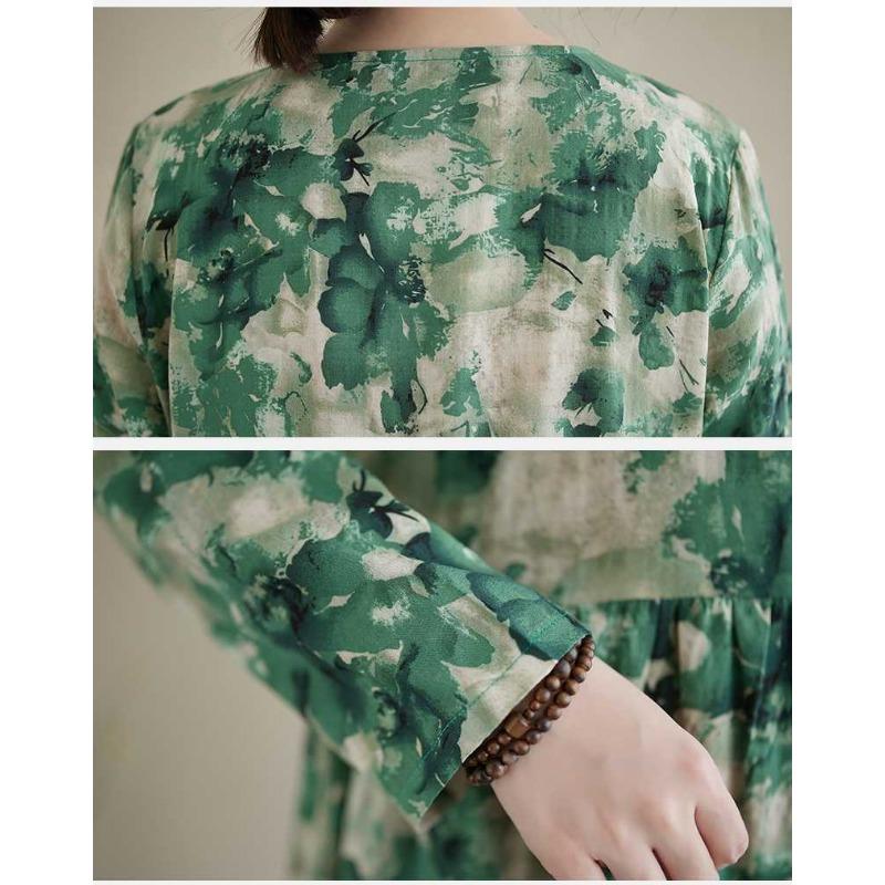 2025 New Floral Vacation Style Travel Round Neck Vintage Dresses