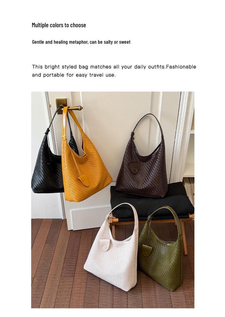 Woven Commuting Tote Bag with Stylish Design and Large Capacity