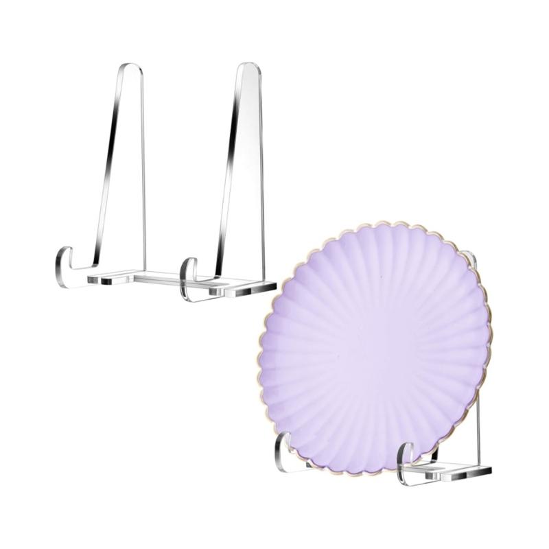 Clear Acrylics Easel Stand 5.9Inch Acrylics Display Stand for Decorative Plate Picture Frame Artwork Book Display Stand