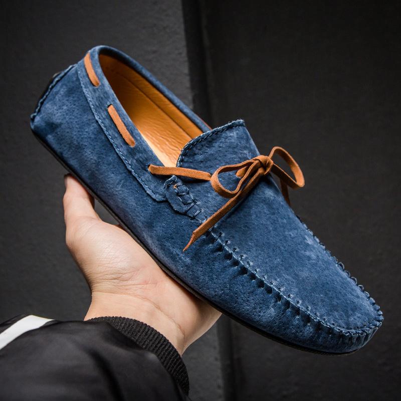 Fashion Suede Leather Men's Loafers Handmade Man Casual Shoes Breathable Driving Walking Shoes Leisure Walk Moccasins New Slip on Flats