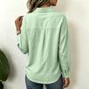 Women's Linen Button Down Long Sleeve Shirt, Loose Fit Color Casual Blouse for Commute