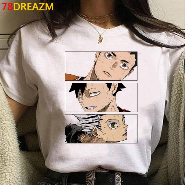 Oya Oya Haikyuu camiseta para hombre Kawaii japonés voleibol Anime Camisetas gráficas Kawaii Karasuno dibujos animados Unisex Harajuku camisa masculina