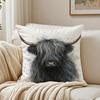 Turquoise Highland Cow Pillow Case Double-Sided Plush Sofa Cushion Covers Organic Breathable Invisible Zipper