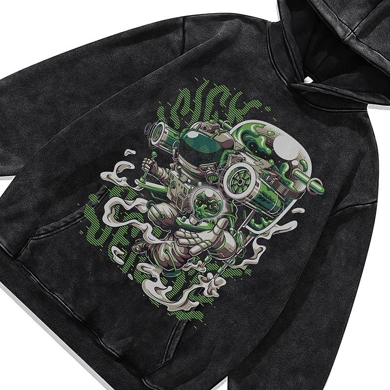 European And American High Street Digital Direct Injection Printing Hooded Sweater Men And Women Oversize Washed Old Hoodie