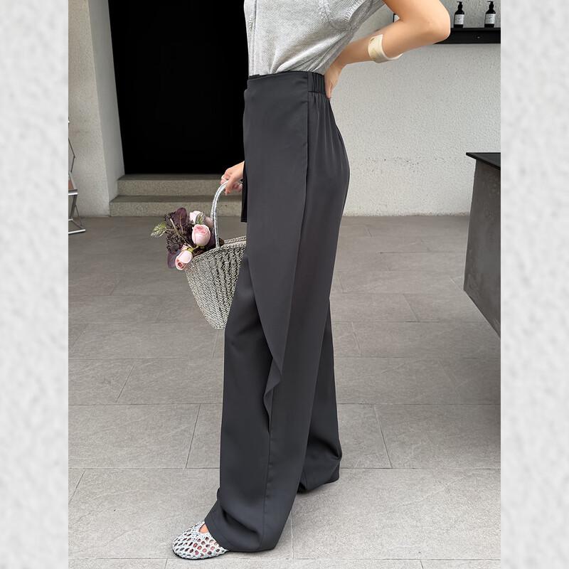 Bailuyu Women's Asymmetric Tie-Waist Straight Leg Pants