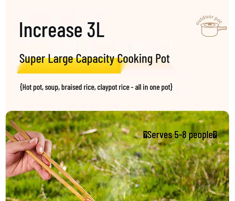 JETBeam 304 Stainless Steel Camping Cookware Set: Includes Outdoor Kettle and Pots for Camping and Picnicking.